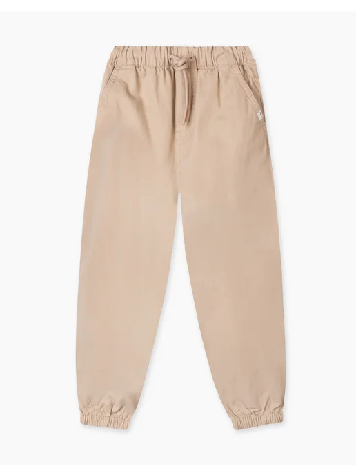 gloria jeans Бежевые брюки джоггеры (Jogger) с лейблом, бежевый, фото 3