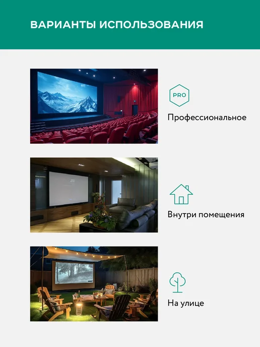 Экран для проектора 120" 16 9 (266х150 см), полотно, 266x150 см, фото 5