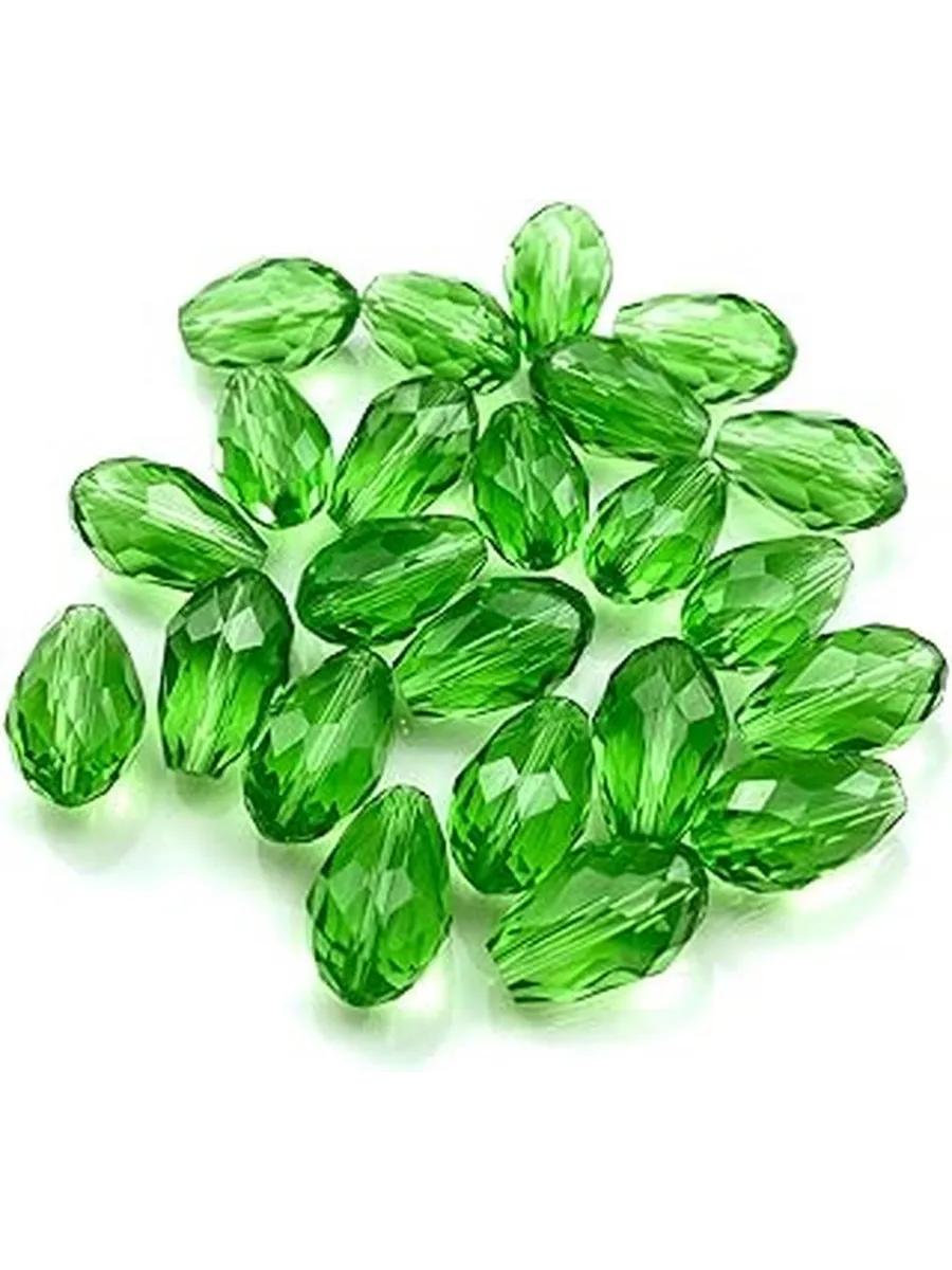 40 крист. бусин 10x15 мм (зеленые). telegram. 