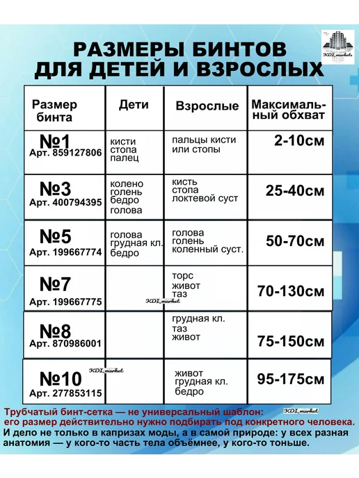 KDI_market Бинт эластичный трубчатый №3 сетка, синий, фото 2