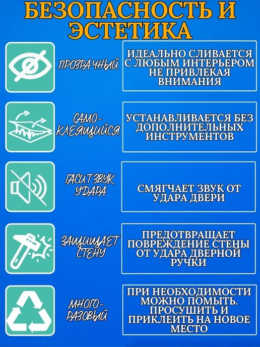 ВСЁ ТУТ! Ограничитель самоклеящийся настенный для дверей 6 шт, 6 шт, фото 7
