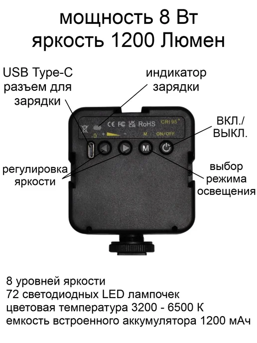 Осветитель для смартфона Светодиодная LED подсветка MZ-P5 для фото-видео съемки, вариант, фото 2