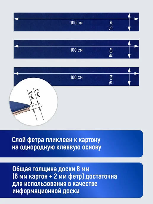 Stendplus Пробковая доска для заметок серая 50 х 80, 100x15, фото 3