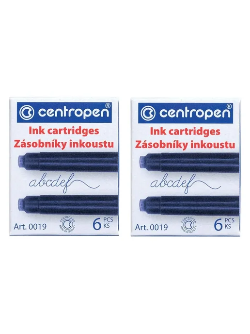 CENTROPEN Картриджи для перьевой ручки синие 2 уп, по 6 шт, 6 шт