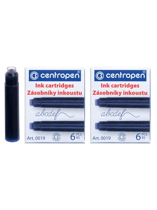 CENTROPEN Картриджи для перьевой ручки синие 2 уп, по 6 шт, 6 шт, фото 2