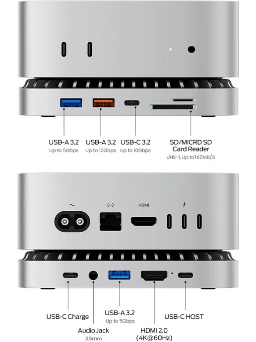 Док-станция Mac mini M4 USB Док-станция для Mac Mini M4 Hub, белый, фото 2