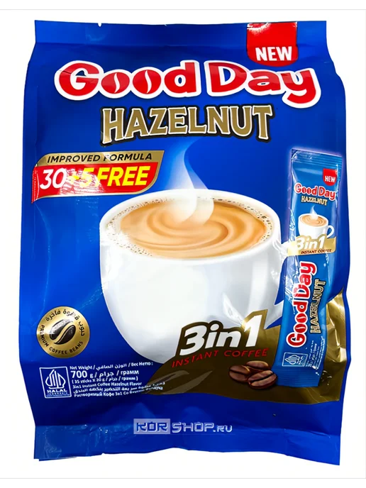 Good Day ТМ Кофе растворимый 3 в 1 Лесной Орех, 35 стиков, 35 шт, фото 2
