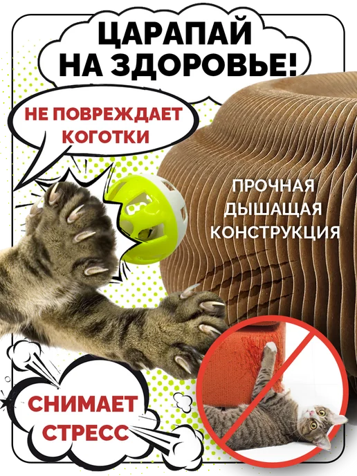 ZOME Когтеточка игрушка для кошки картонная напольная дразнилка, белый, фото 5