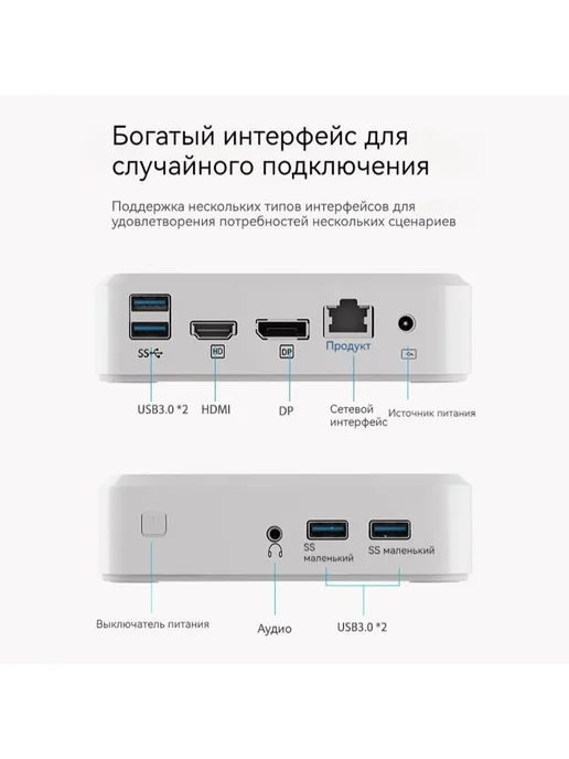 мини-пк amd r5-5600h без озу и ssd двойной hdmi, вариант, фото 8