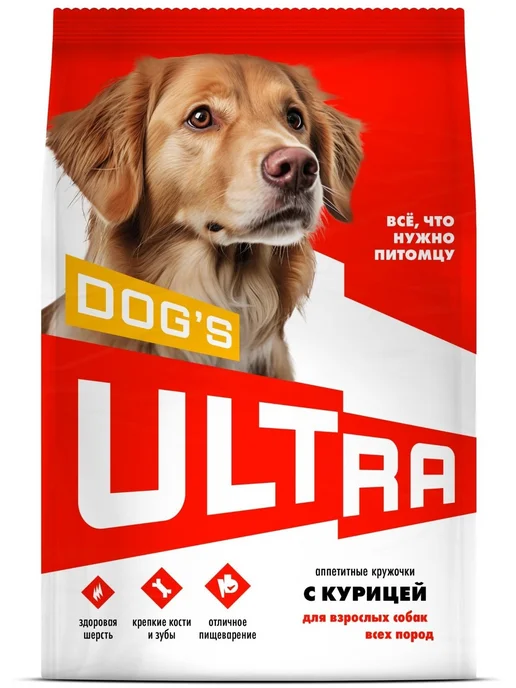 Сухой корм ULTRA Аппетитные Кружочки для собак, курица, 0,6 кг