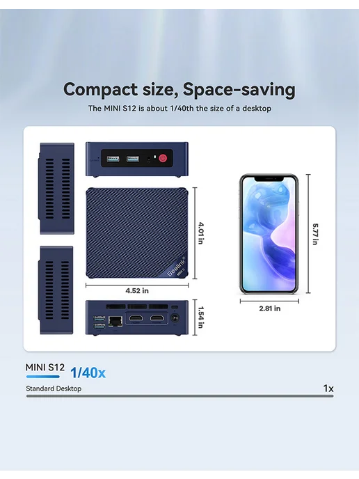 Beelink Мини компьютер MINI S12 Intel N95 8 ГБ+256 ГБ, 8 ГБ, 256 ГБ, фото 3