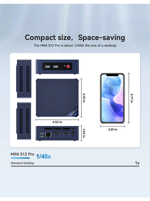 Beelink Мини ПК MINI S12 PRO Intel N100, 16ГБ+500 ГБ, 16 ГБ, 512 ГБ, фото 3