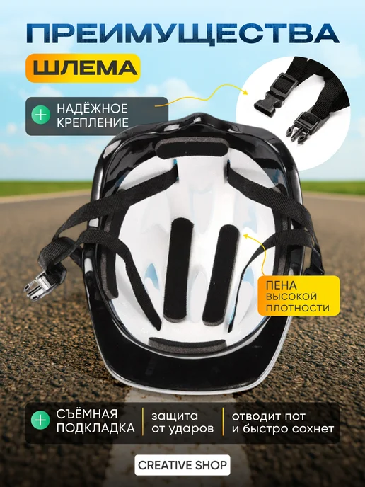 Шлем для скейтборда / самоката / велосипеда / BMX Шлем спортивный защитный детский для скейтборда, вариант, фото 4