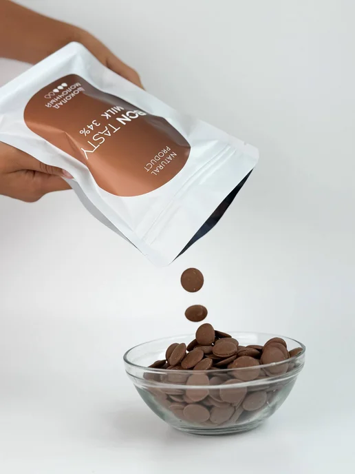 BON TASTY Шоколад кондитерский молочный Milk 34% 1 кг, 500 г, фото 7