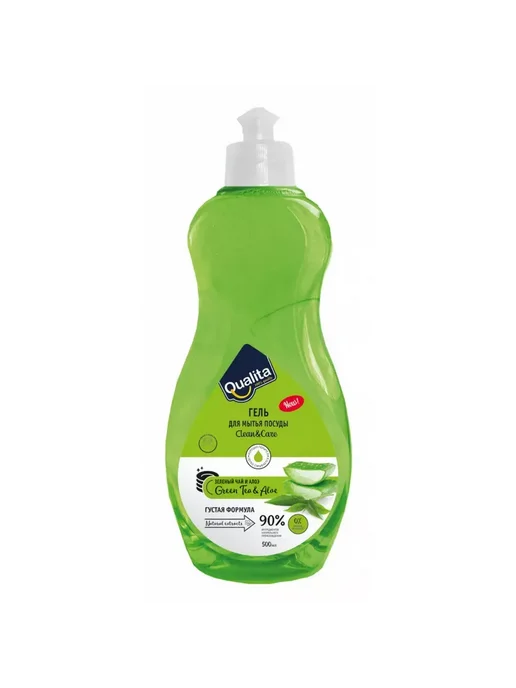 QUALITA Гель для мытья посуды Green tea and Aloe 500мл, 500 мл