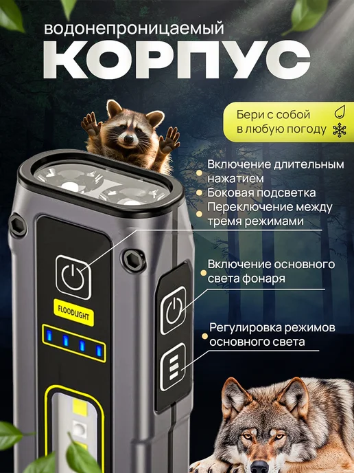 Фонарь аккумуляторный ручной светодиодный карманный, вариант, фото 2