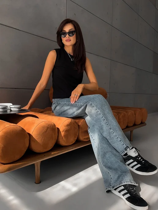 Ressance Майка топ базовая хлопок укороченная, черный, фото 7