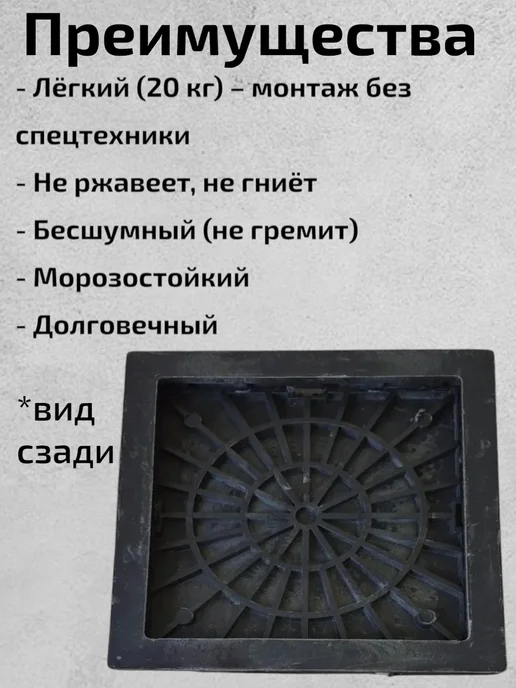 Люк квадратный для дренажного колодца 66,5, черный, фото 4