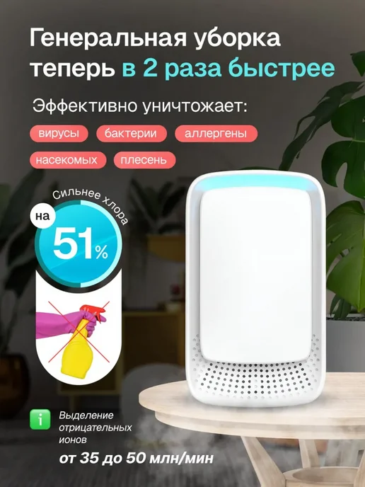 Очиститель воздуха ионизатор, белый, фото 3