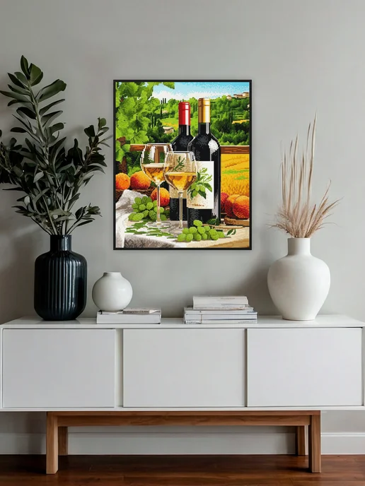 Алмазныи ряд Алмазная мозаика на подрамнике 40х50 см Вино и фрукты, 40x50 см, фото 2