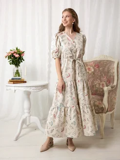 Платье льняное летнее винтажное Cher-Neva 402087597 купить за 7 392 ₽ в интернет‑магазине Wildberries