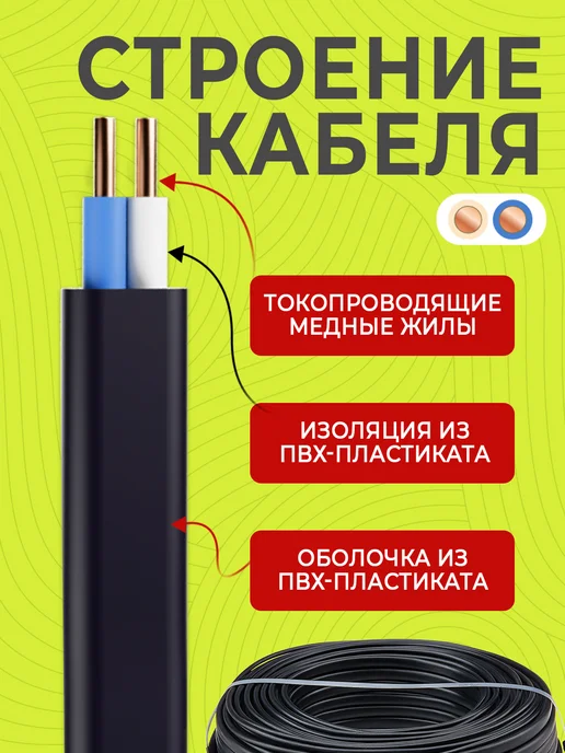 КОНКОРД Кабель силовой 3x2,5 ВВГ-Пнг(А)-LS медный ГОСТ 100 м, 2x2.5, 25 м, фото 2