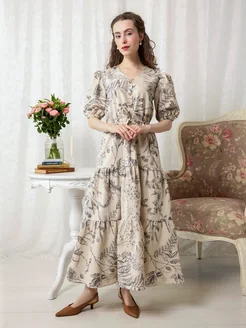 Платье льняное летнее винтажное Cher-Neva 401850352 купить за 7 392 ₽ в интернет‑магазине Wildberries