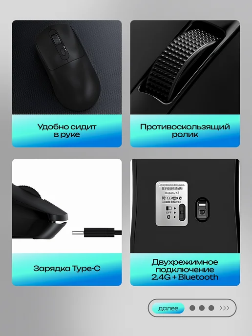 DreamGo Мышка офисная беспроводная для ноутбука, черный, фото 7