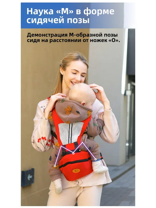 Эргорюкзак хипсит для переноски новорожденных, красный, фото 5