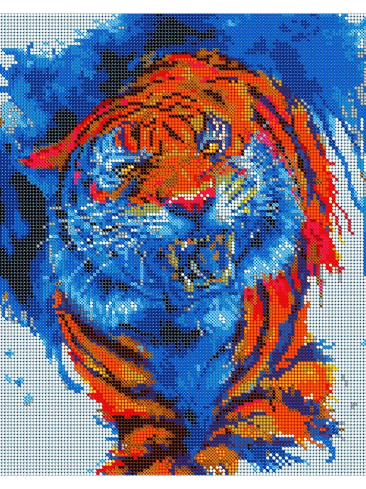 Картины Бисером Основа для вышивания бисером "Рык тигра" 24х30, 24x30, фото 2