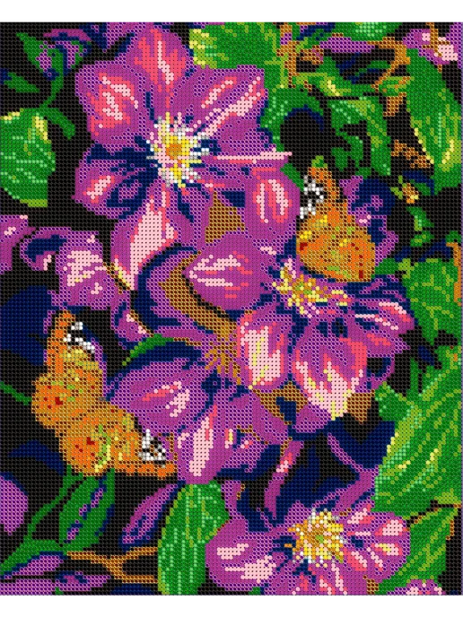 Картины Бисером Основа для вышивания бисером "Клематис" 24х30, 24x30, фото 2