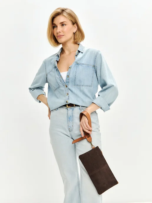Dreamurr Клатч кожаный, косметичка из натуральной замши, коричневый, фото 3