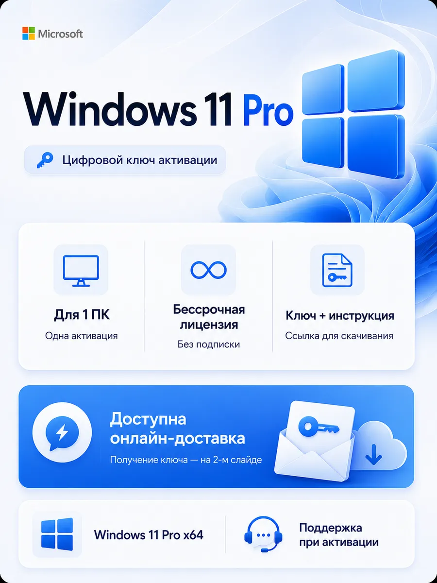 Windows 11 Pro ключ активации 1 ПК
