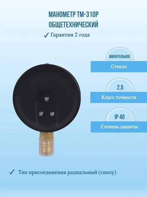 РОСМА Манометр давления ТМ-310Р.00 0-0,25МПа G1 4, кл.т. 2,5, черный, фото 2