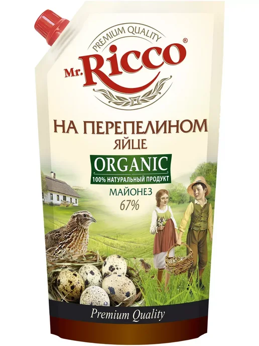 Mr.Ricco Майонез Перепелиное яйцо 67 % Organic дой-пак 400 мл, 3 шт, 400 мл, 3 шт, фото 2