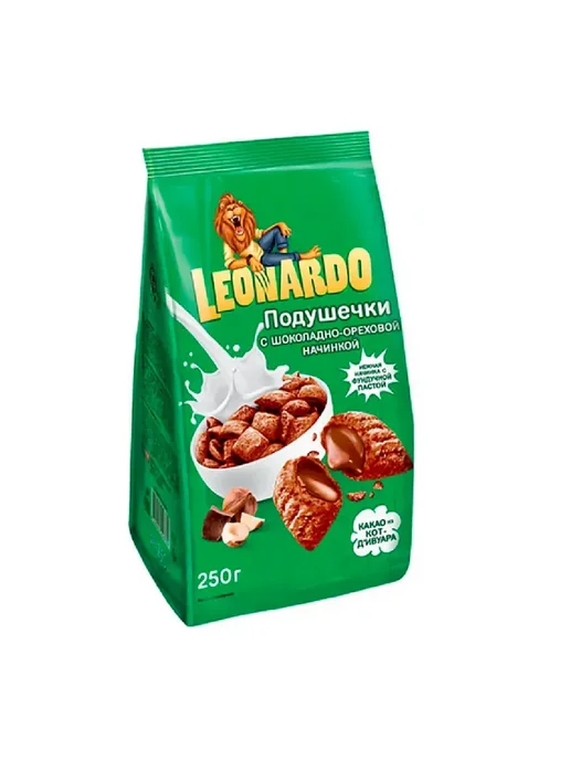 Leonardo Готовый завтрак подушечки с шоколадной начинкой,250 г, 2 шт, 250 г, 2 шт, фото 2