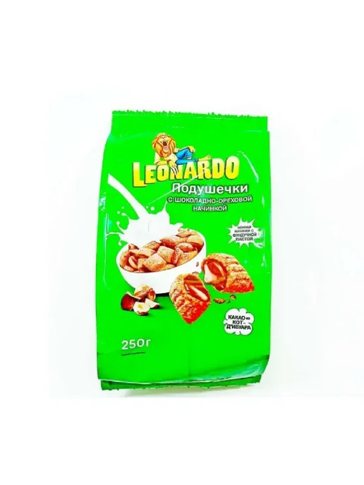 Leonardo Готовый завтрак подушечки с шоколадной начинкой,250 г, 2 шт, 250 г, 2 шт, фото 3