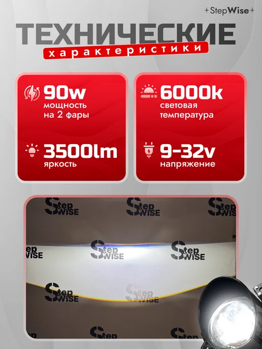 StepWise Противотуманные фары светодиодные гранта ларгус калина линзы, 2 шт, фото 2