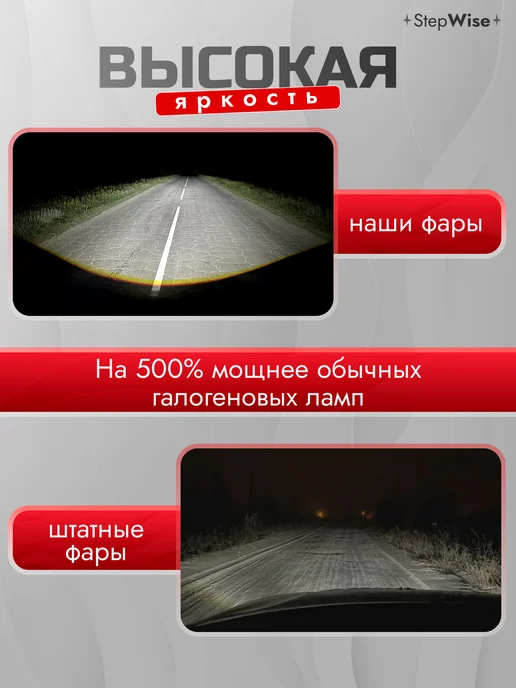 StepWise Противотуманные фары светодиодные гранта ларгус калина линзы, 2 шт, фото 3