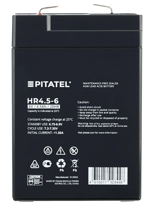 PITATEL Аккумулятор для ибп 6v 4.5Ah F2-T2 на бесперебойник для дома, вариант, фото 4