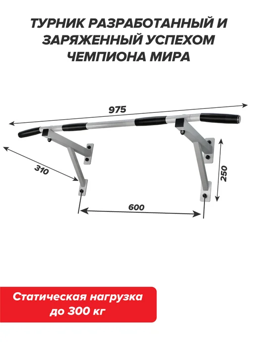 Aktiv Турник настенный для спорта тренажер спортивный инвентарь, серый, фото 3