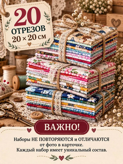 3Printa Наборы для пэчворка Набор тканей 20шт. 20х20см, 20 шт, фото 2
