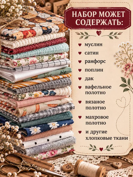 3Printa Наборы для пэчворка Набор тканей 20шт. 20х20см, 20 шт, фото 5