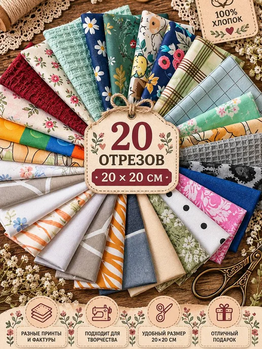 3Printa Наборы для пэчворка Набор тканей 20шт. 20х20см, 20 шт, фото 7