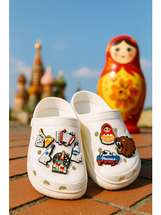 Джибитсы JibbStore Джибитсы Россия на crocs, Jibbitz набор, синий