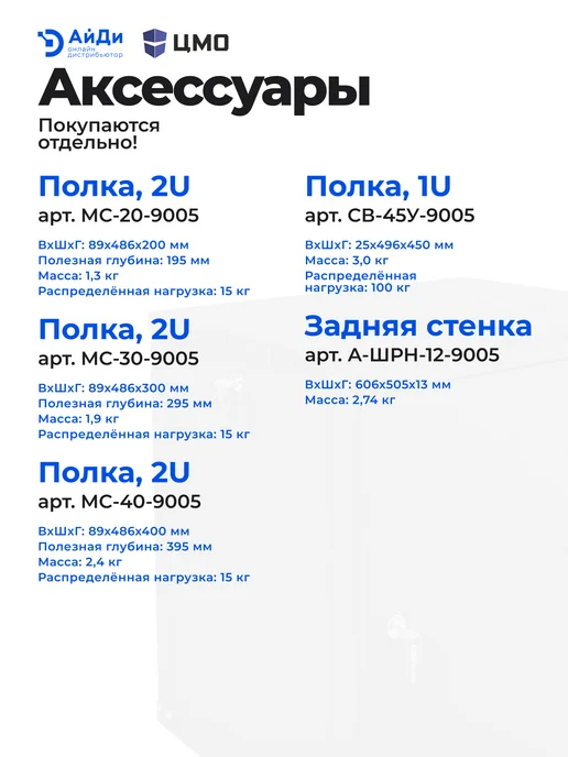 ЦМО Настенный телекоммуникационный шкаф 12U, 608×600×520 мм, 608x600, фото 5