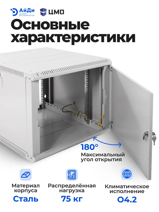 ЦМО Шкаф телеком настенный 9U разборный, серый, фото 3