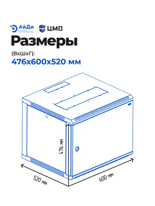 ЦМО Шкаф телеком настенный 9U разборный, серый, фото 4