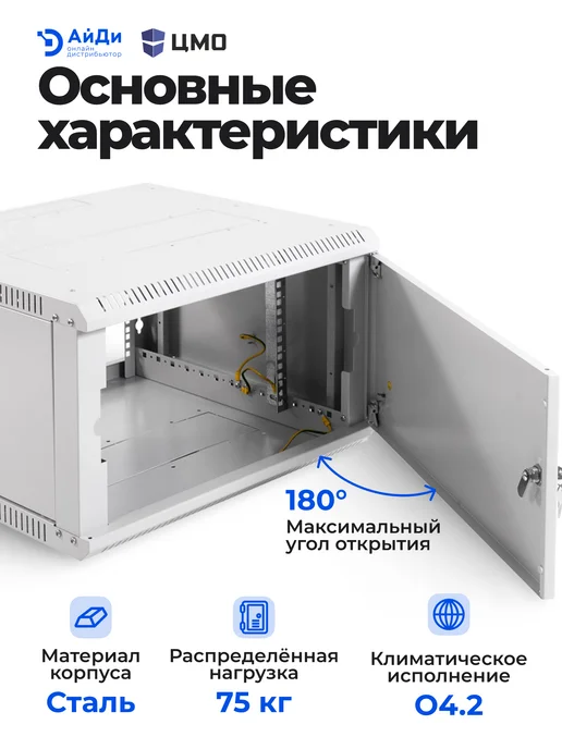 ЦМО Телекоммуникационный шкаф 6U сталь черный, серый, фото 3