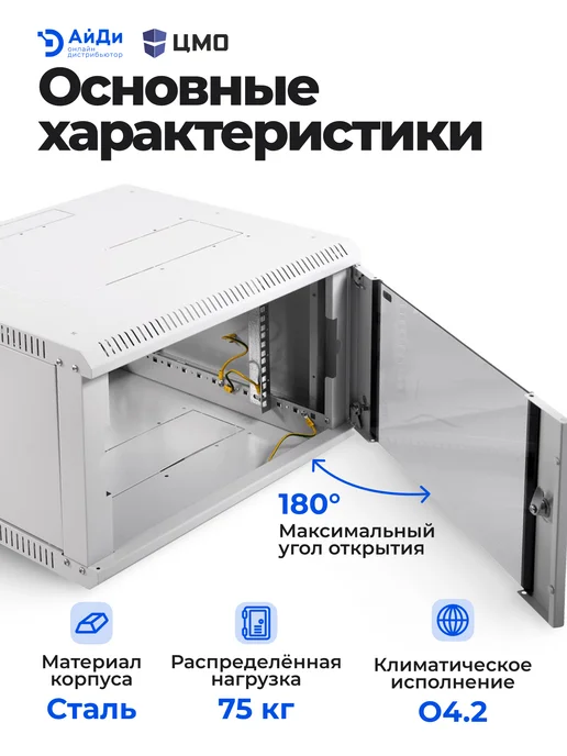 ЦМО Телекоммуникационный шкаф 6U стекло разборный, серый, фото 3